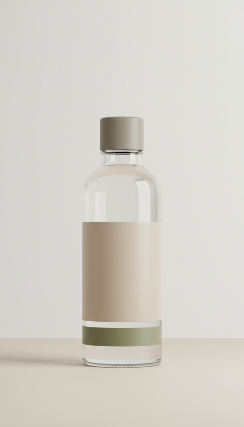 Branded minimalist glass water bottle